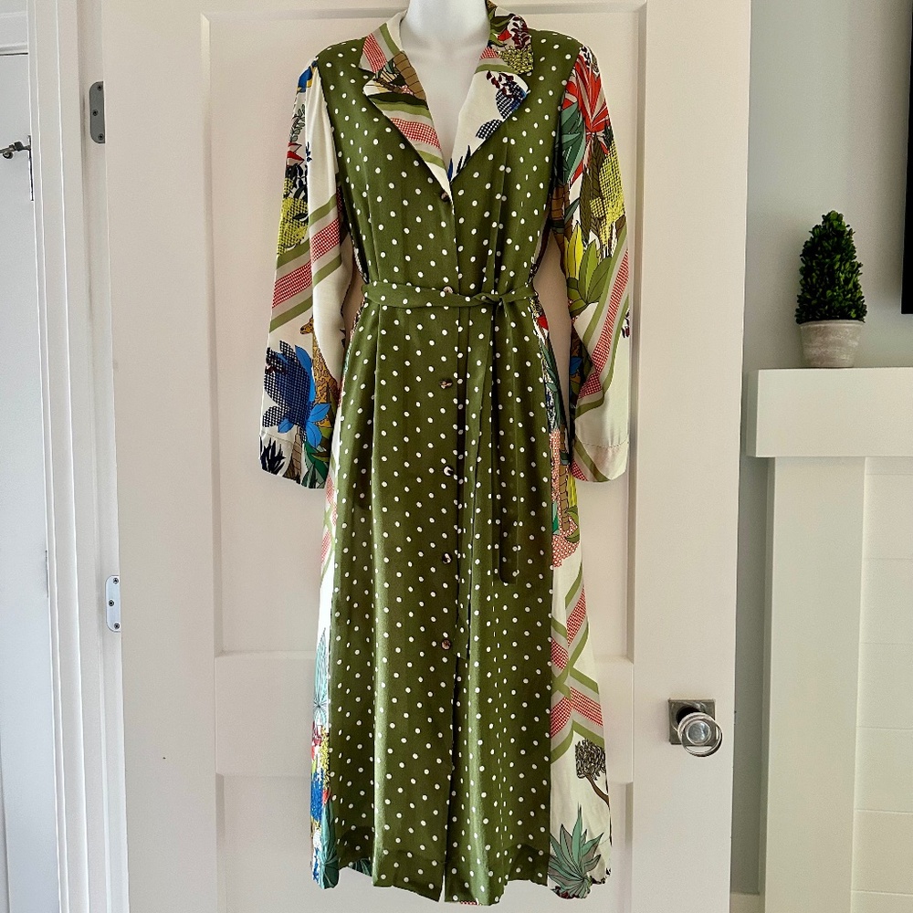 MIKI THUMB Gorgeous Silk Salems Maxi Dress w/ Belt Sz S NWT $538 (farm rio vibes
